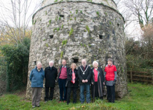 Pictured in front of the restored Manorbier Dovecote are Manorbier Medieval Landscape Group members David Glennerster, Bryan Turnbull, Martyn Dawes, Sue Turnbull, Janet Coleman, Joyce Kidney and National Park Authority Chairman, Cllr Mike James.