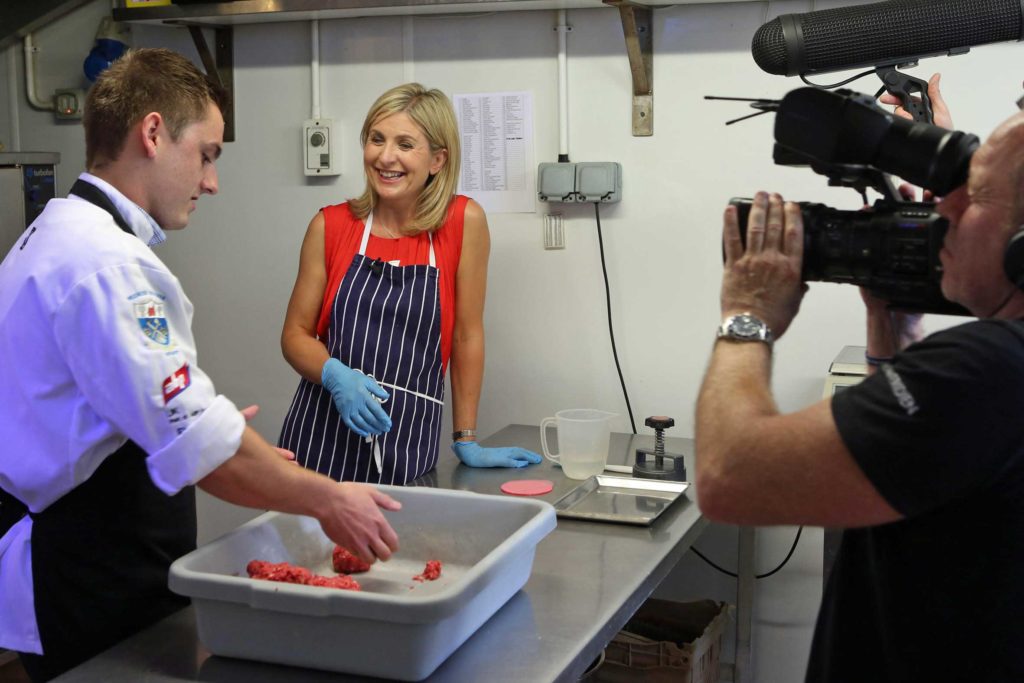 Broadcaster Sian tries her hand at butchery to promote VQ Day
