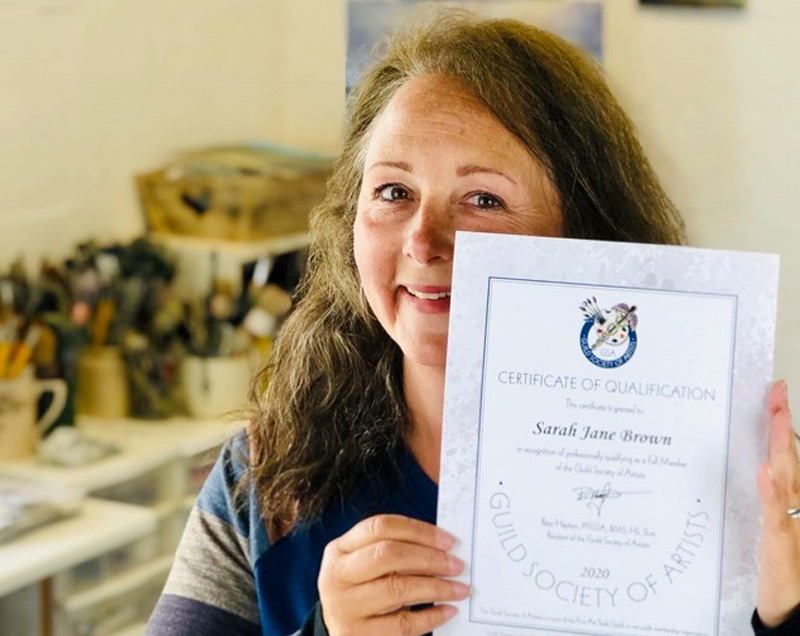 Welsh artist Sarah Jane Brown receives Guild Society of Artists award in recognition of the high standard of her work