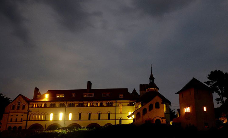 Caldey Abbey by night