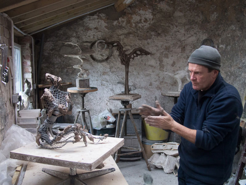Sculptor, Nick Eames at work Sculptor, Nick Eames at work
