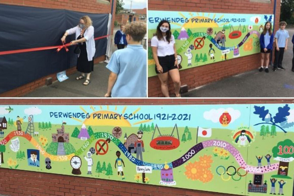 Mural Unveiled at Derwendeg Primary School to Celebrate 100th Birthday