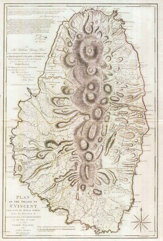 A 1776 map of the Caribbean isle of Saint Vincent