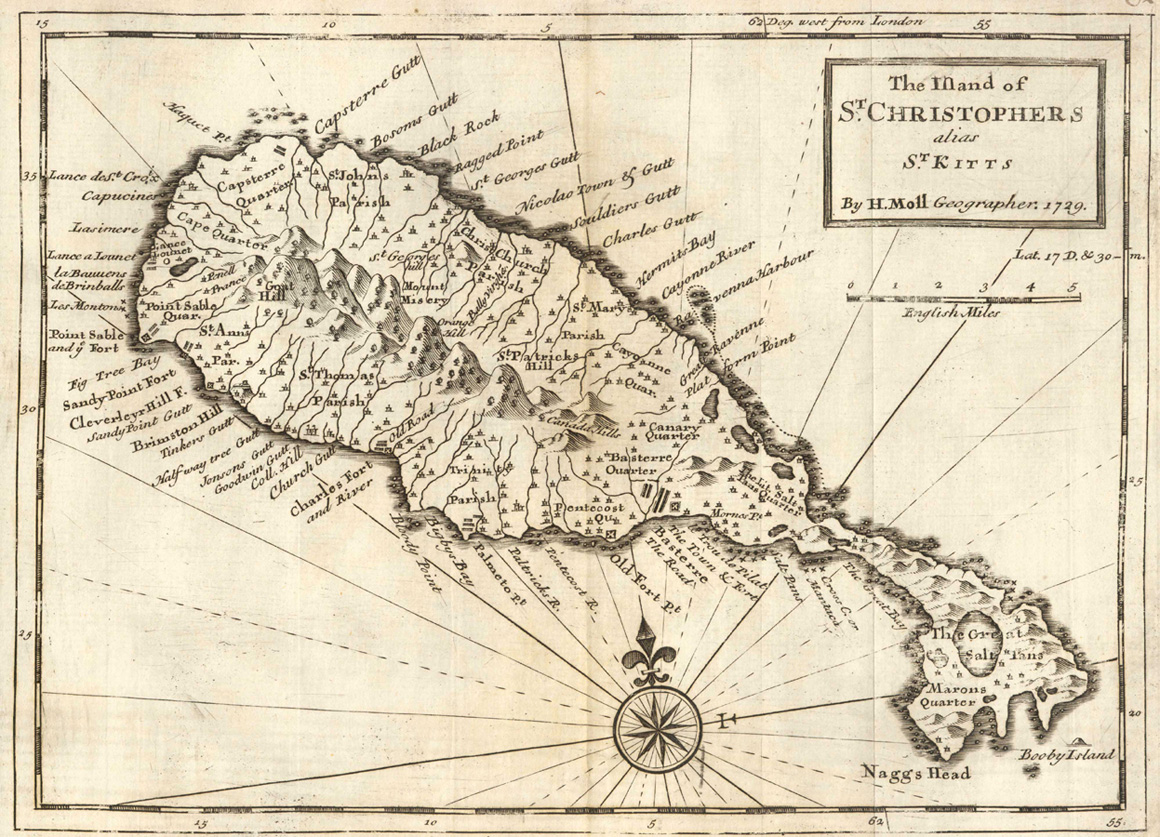 18th century map of St Kitts