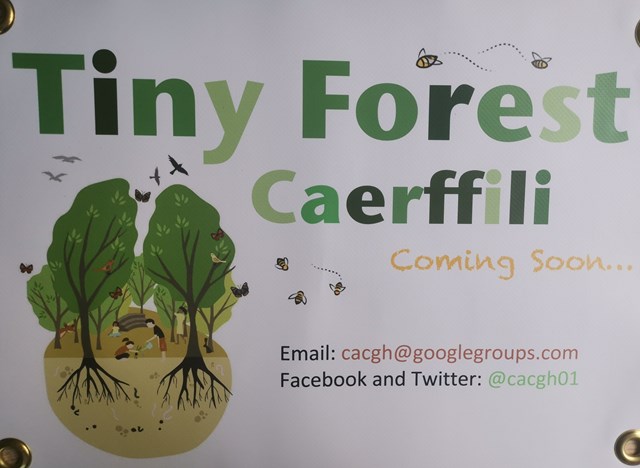 banner about Caerphilly tiny forest coming soon