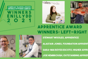 poster of apprenticeship winners from the Cambrian Training hosted Apprenticeship, Employment and Skills Awards
