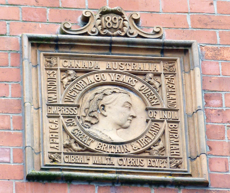 Decorative brickwork on Llandrindods' Victorian buildings.