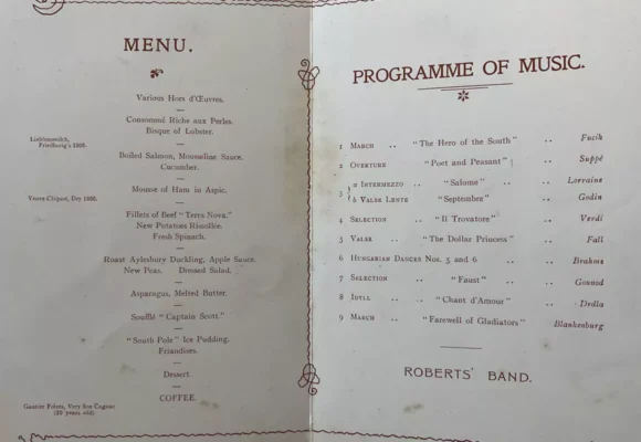Scott of the Antarctic’s Farewell Dinner Remembered as Memorabilia Lands at Cardiff Auction House
