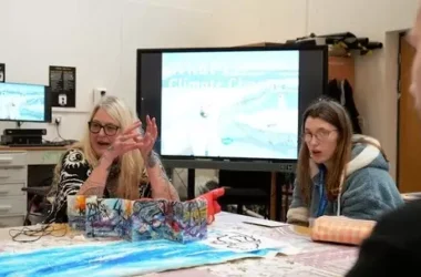 Geo-political Artist Paints a Story of Climate Change in an ILS ‘Making Waves with Art’ Workshop