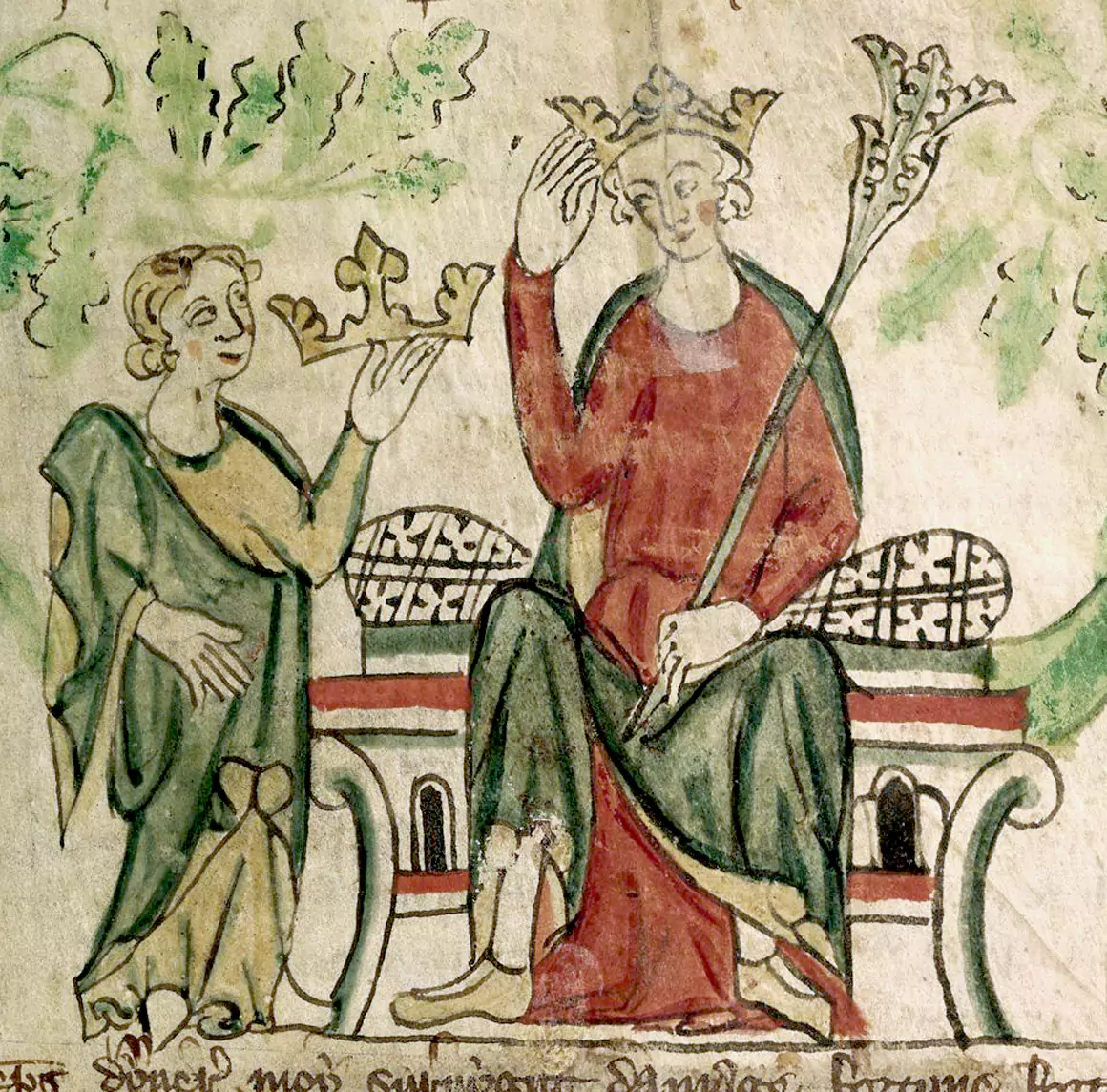 Edward II receiving the crown, illuminated detail c1307-27[British Library - Public Domain]