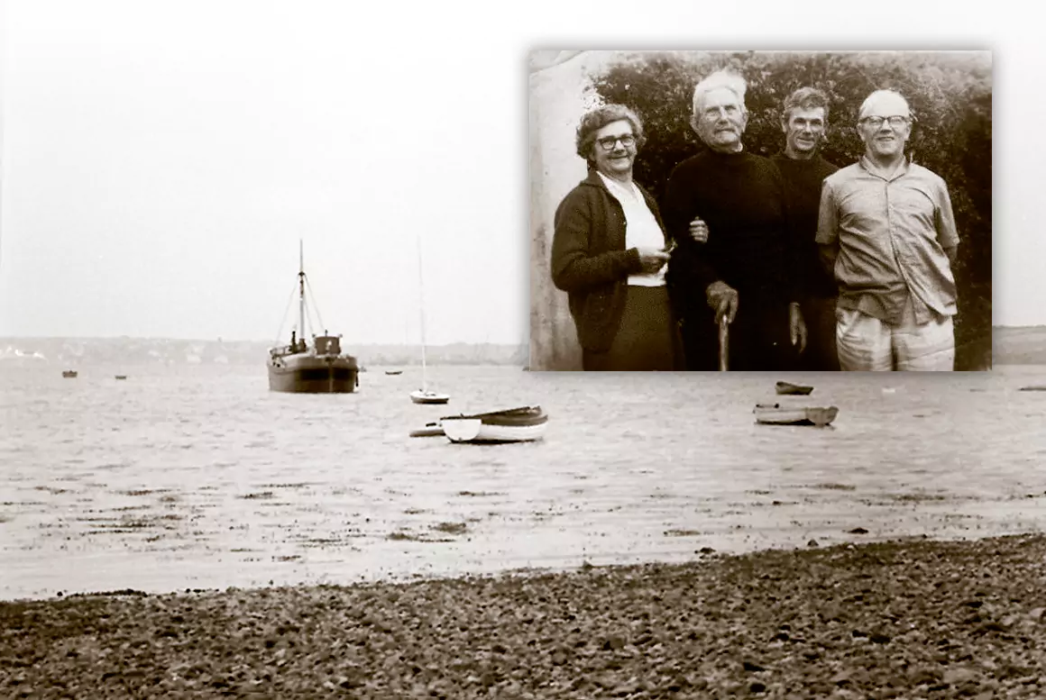 Angle Bay by Roger MacCallum. Inset: Audrey, Cecil, Alastair, Sidney