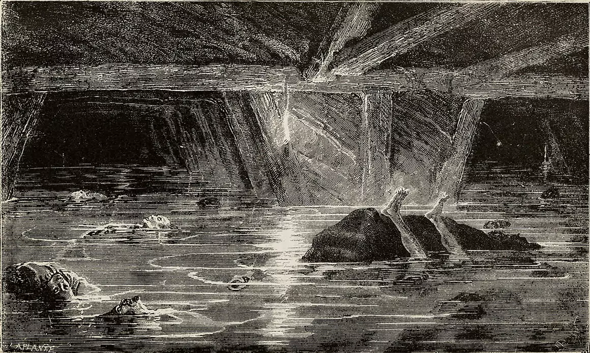 Artists impression of the Tynewydd Colliery disaster at Porth 1877