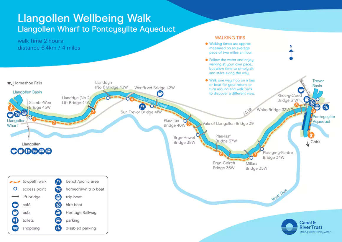 Walk from Llangollen Wharf to Pontcysyllte Aqueduct
