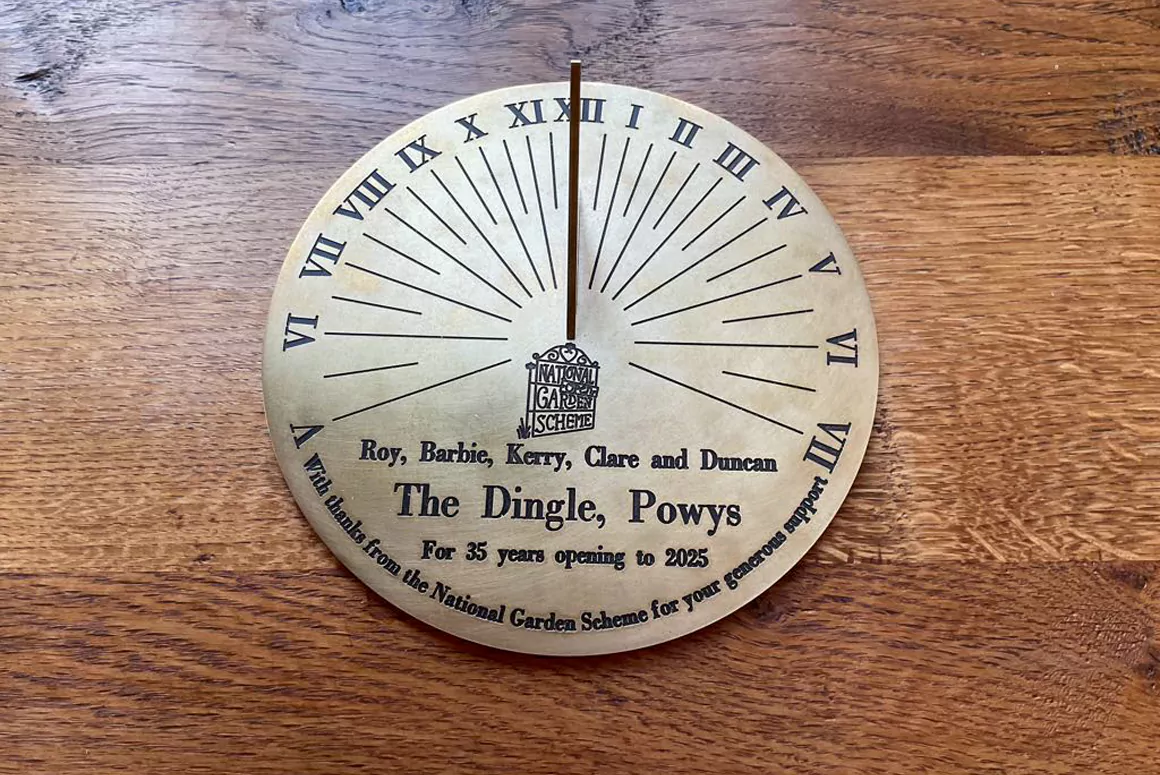 The Dingle, Powys National Garden Scheme 35 year Sundial