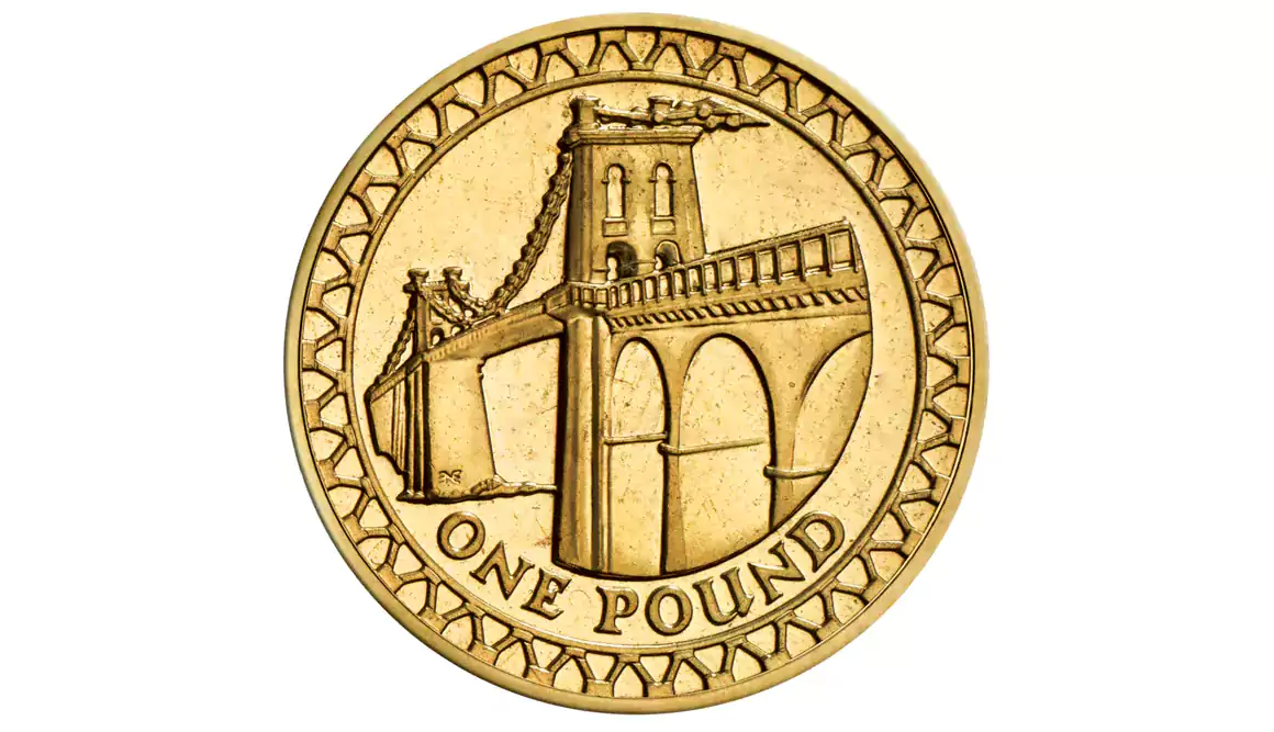 A Tale of Two Bridges 2005 Elizabeth II 'Wales Menai Bridge £1 Coin