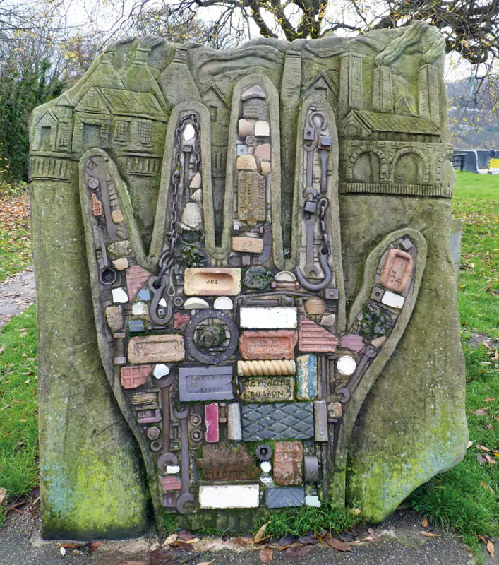 Reflections of Ruabon Sculpture by Anthony Lysycia using bricks etc from Ruabon's brick works