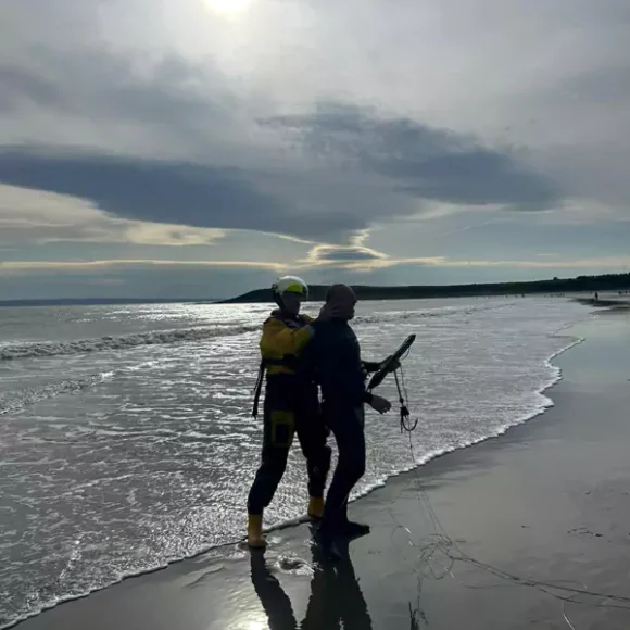 Barry Dock RNLI Rescue Kitesurfer at Whitmore Bay Barry Dock RNLI Rescue Kitesurfer at Whitmore Bay