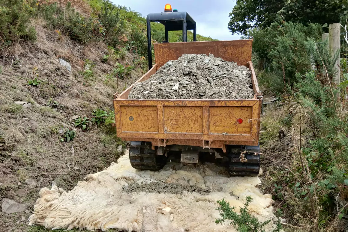 Footpath repairs, Moel Famau Country Park Rediscovering the Value of “Worthless” Welsh Mountain Wool