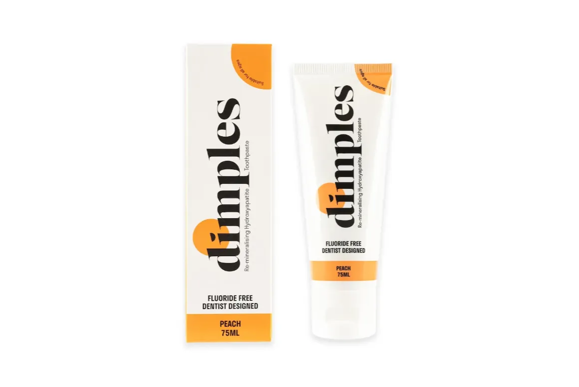 Peach Hydroxyapatite Toothpaste from Dimples Oral Care