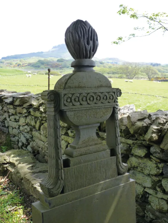 Example of elaborately carved slate headstone
