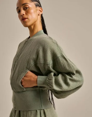 Women's Breathable Cotton Gauze Bomber Jacket from BAM Women's Breathable Cotton Gauze Bomber Jacket from BAM