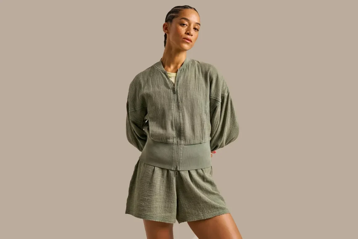 Women’s Breathable Cotton Gauze Bomber Jacket from BAM