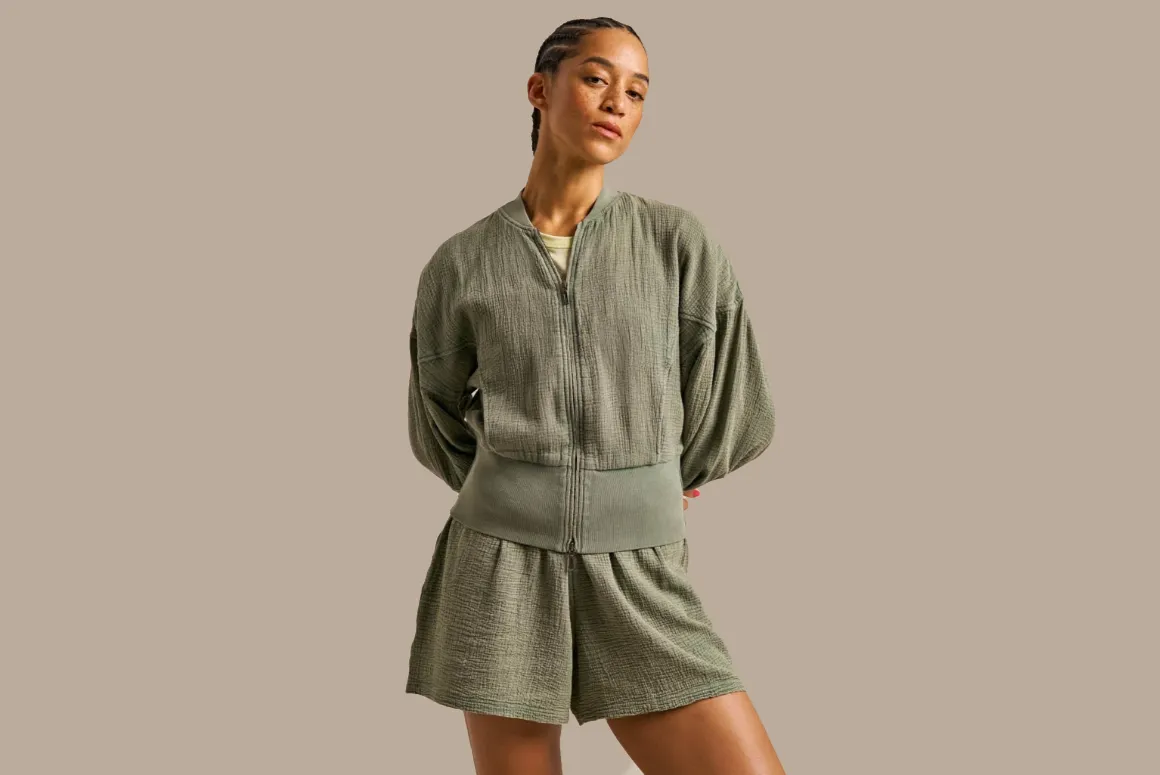 Women's Breathable Cotton Gauze Bomber Jacket from BAM