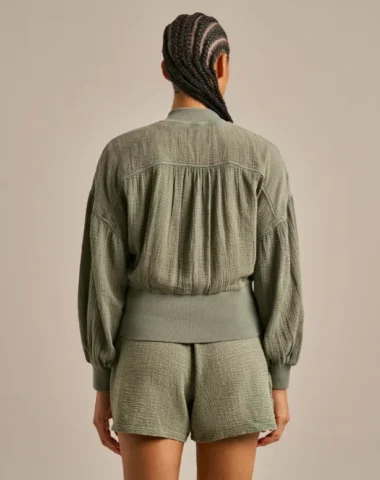 Women's Breathable Cotton Gauze Bomber Jacket from BAM Women's Breathable Cotton Gauze Bomber Jacket from BAM