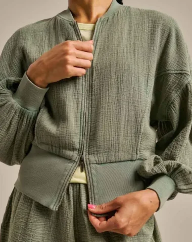 Women's Breathable Cotton Gauze Bomber Jacket from BAM Women's Breathable Cotton Gauze Bomber Jacket from BAM